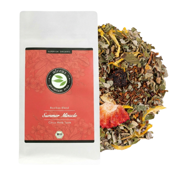Summer Miracle - Ceai roșu (rooibos) BIO - Hibiscus, Cardamom și Căpșuni - 100g