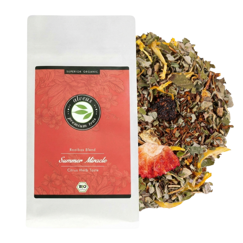 Summer Miracle - Ceai roșu (rooibos) BIO - Hibiscus, Cardamom și Căpșuni - 100g